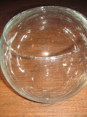 3 Qt Clear Round Glass Bubble Fish Bowl Vase, 6" Top Opening